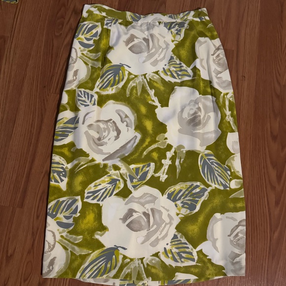 Anne French Couture Floral Green White Blazer Skirt Set Tropical Retro Vintage - Picture 9 of 16